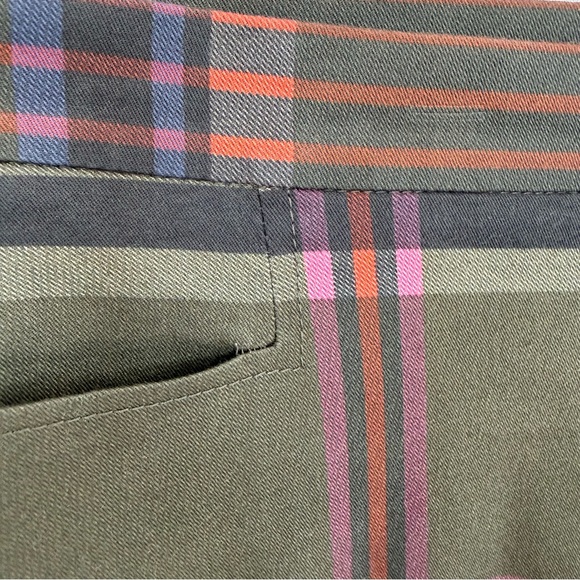 AKRIS PUNTO Women’s Size 12 Olive Plaid Side Zip Slim Fit Ankle Pants - Picture 4 of 12